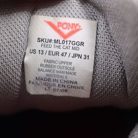 Pony Feed The Cat Mid Gray Vintage Sneakers Retro Casual Fabric US 13 Men - Picture 11 of 11